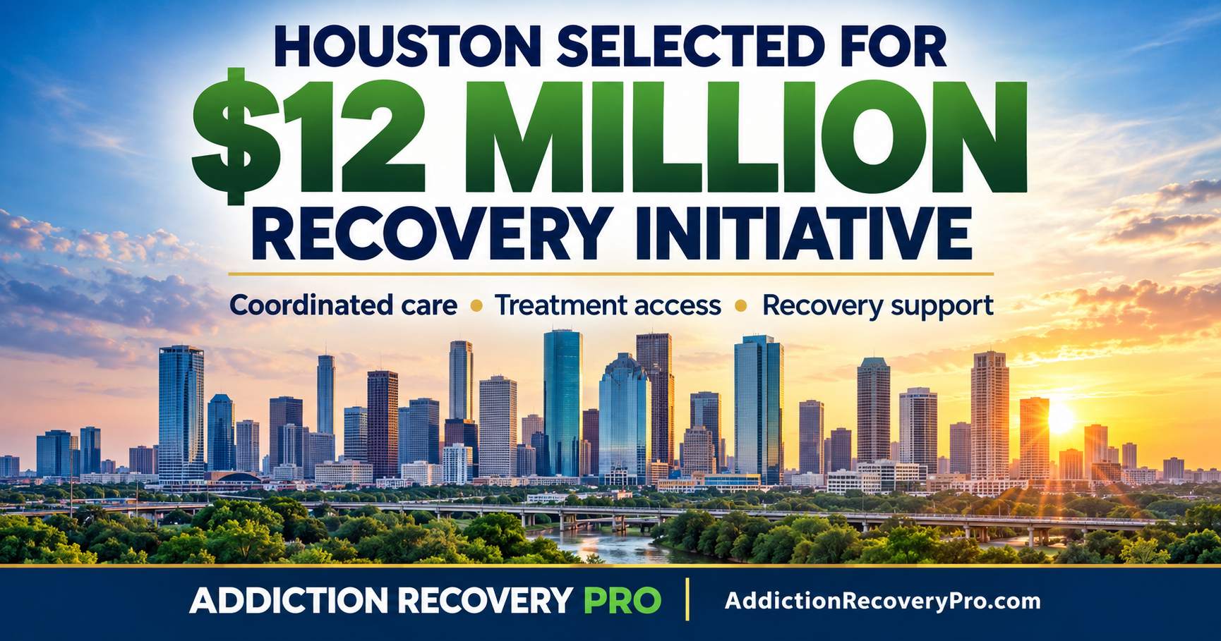 Houston skyline graphic announcing Houston’s $12 million STREETS recovery initiative.